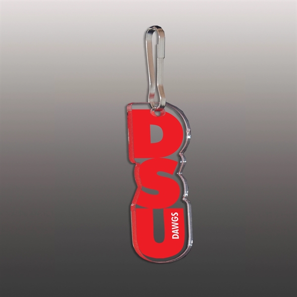 Custom shaped Ultra Vivid clear acrylic zipper pull.... from ASI 72521 Morris Magnets / Laser Cuts