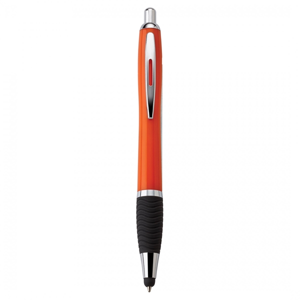 Plastic push-action pen with a soft capacitive stylus and a customized... from ASI 88660 Spector & Co.