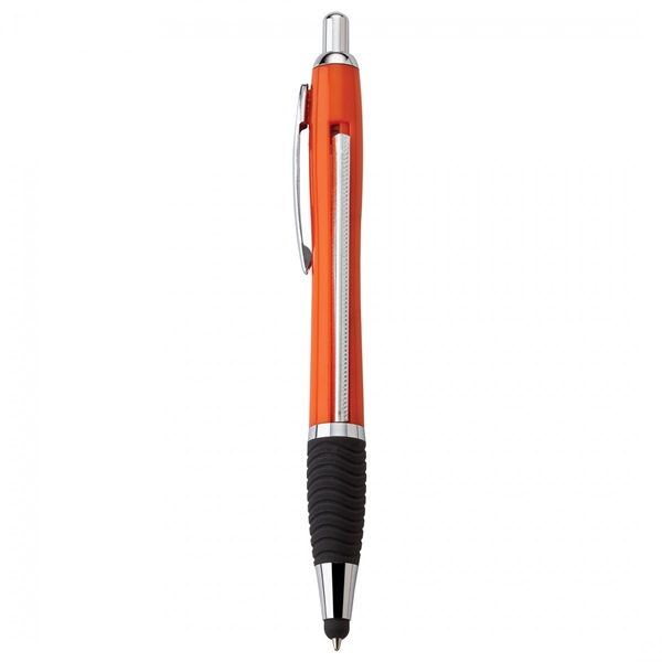 Plastic push-action pen with a soft capacitive stylus and a customized... from ASI 88660 Spector & Co.