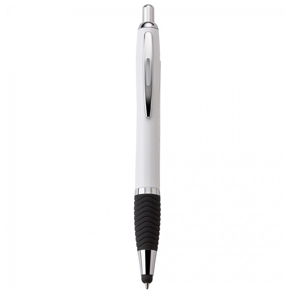 Plastic push-action pen with a soft capacitive stylus and a customized... from ASI 88660 Spector & Co.