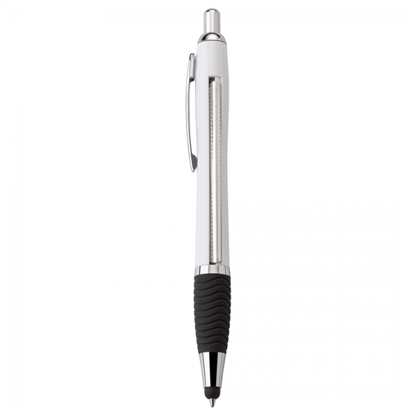 Plastic push-action pen with a soft capacitive stylus and a customized... from ASI 88660 Spector & Co.