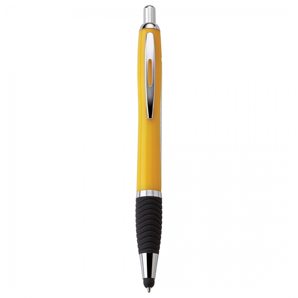 Plastic push-action pen with a soft capacitive stylus and a customized... from ASI 88660 Spector & Co.