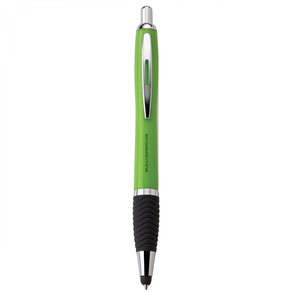 Plastic push-action pen with a soft capacitive stylus and a customized... from ASI 88660 Spector & Co.