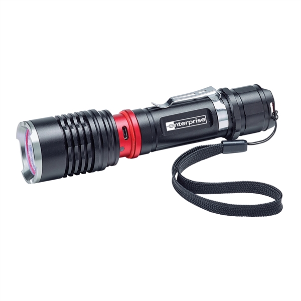 Rechargeable LED flashlight with pen clip, zoom function, five light modes... from ASI 46170 Compass Industries Inc