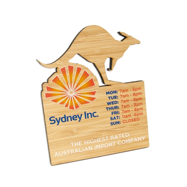 Bamboo desk sign with black acrylic peg stand and ultra vivid... from ASI 72521 Morris Magnets