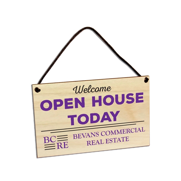 1/4" thick birch wood hanging wood sign with 14" black nylon... from ASI 72521 Morris Magnets / Laser Cuts