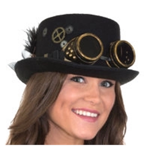 Ladies Steampunk Hat, Felt w/Goggles & Feathers.  Color: Black. ... from ASI 63090 Jacobson Hat Co Inc / J Hats®