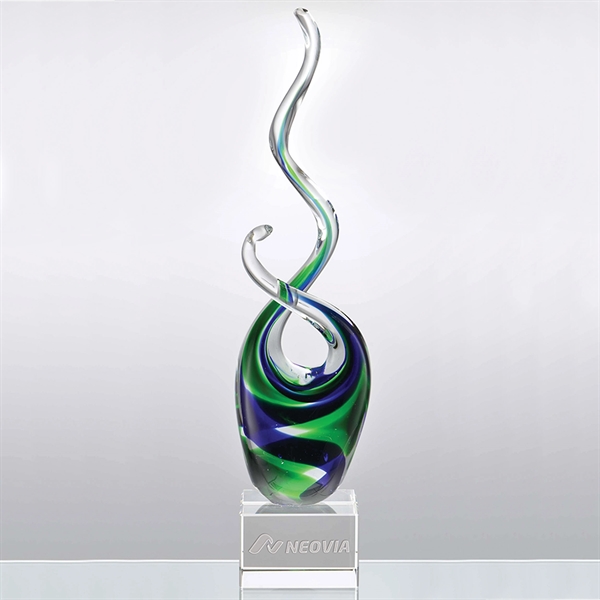 Award featuring blues and greens in a palette of clear art... from ASI 71920 Moderne Glass Company Inc