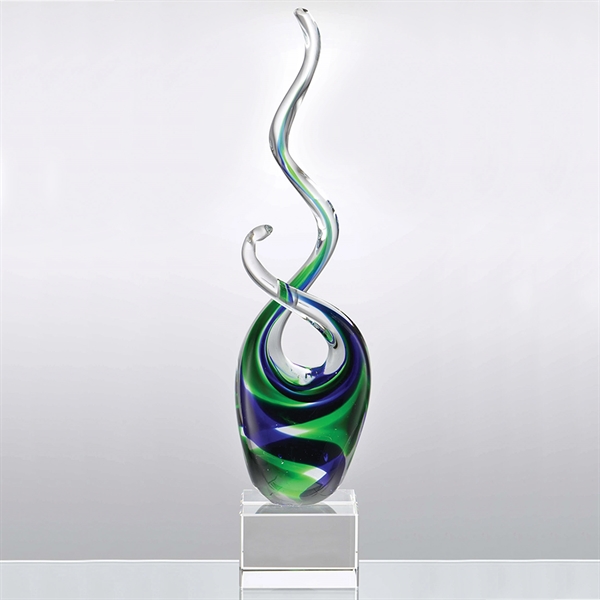 Award featuring blues and greens in a palette of clear art... from ASI 71920 Moderne Glass Company Inc