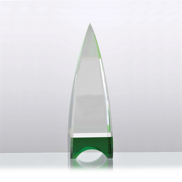 8" x 2.5" emerald obelisk award made of green optical crystal... from ASI 71920 Moderne Glass Company Inc