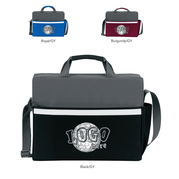 Two-tone, accented brief bag with zippered main compartment, adjustable shoulder strap... from ASI 46420 Continental Mkting Svc Inc / CMBags