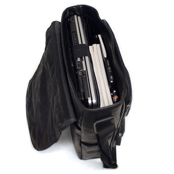 Messenger bag made of NAPA leather with padded zip pocket for... from ASI 79384 Preferred Nation Inc / Bellino