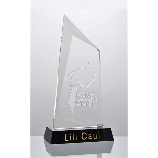 10" x 5" optical crystal award with customization.... from ASI 71920 Moderne Glass Company Inc