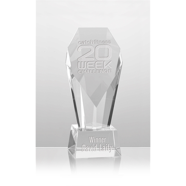 7.5" x 2.75" optical crystal award with customization.... from ASI 71920 Moderne Glass Company Inc