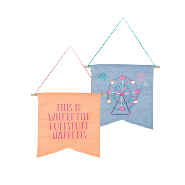 8.5" x 9" Guidon-style natural, colored or denim canvas pennant with... from ASI 74710 Numo