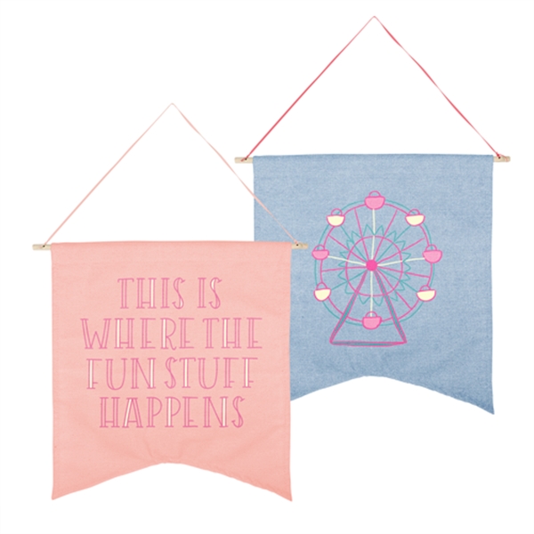 12.5" x 13" Guidon-style natural, colored or denim canvas pennant with... from ASI 74710 Numo