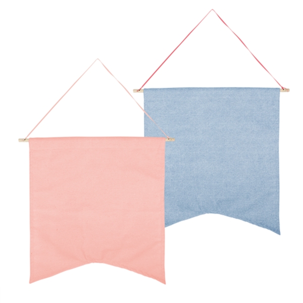 12.5" x 13" Guidon-style natural, colored or denim canvas pennant with... from ASI 74710 Numo