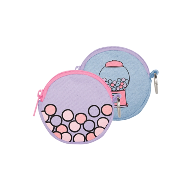 3" round natural, colored or denim canvas coin purse with zippered... from ASI 74710 Numo