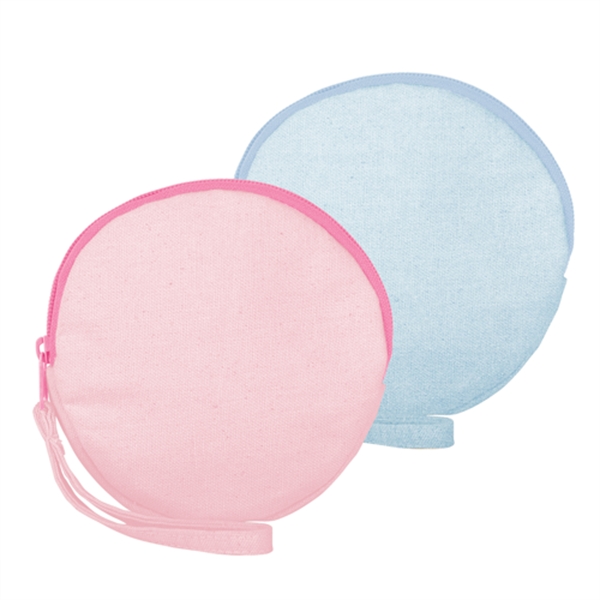 6" round natural, colored or denim canvas pouch with zipper closure... from ASI 74710 Numo