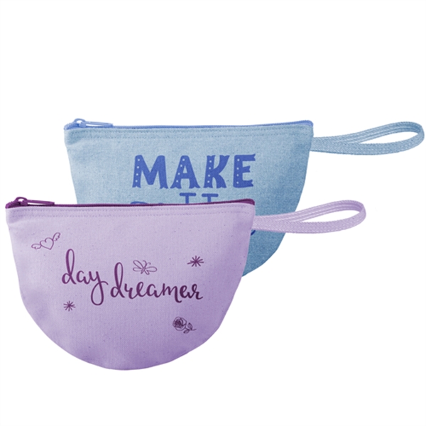 8.75" x 6" half-moon shaped natural, colored or denim canvas zippered... from ASI 74710 Numo