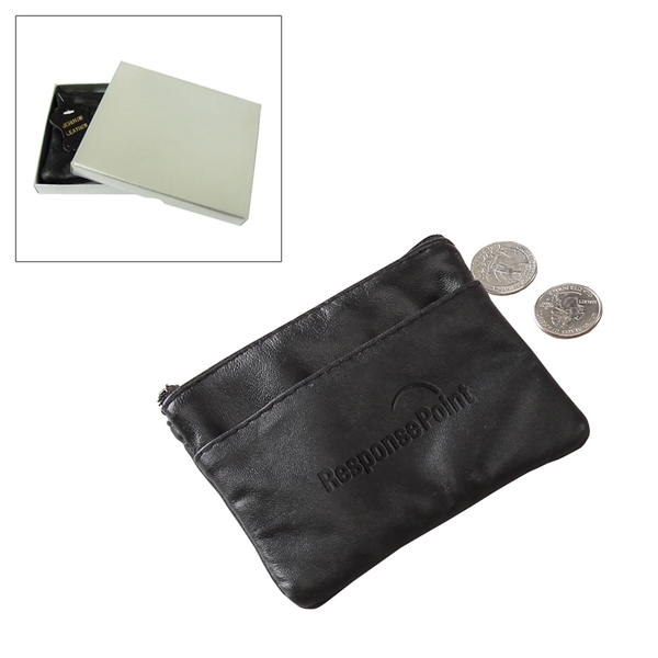 Napa leather, functional, ideal for coins, zip-top closure, individually boxed.... from ASI 79384 Preferred Nation Inc / Bellino
