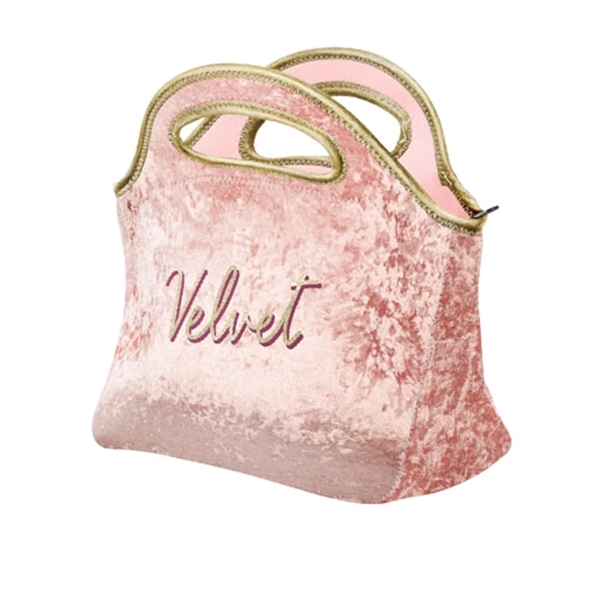 Velvet neoprene lunch bag with zippered closure, customizable colored stitching and... from ASI 74710 Numo / NUMO