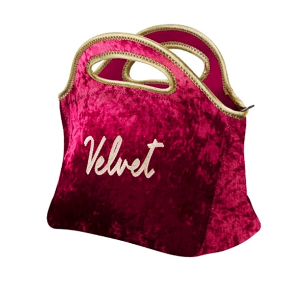 Velvet neoprene lunch bag with zippered closure, customizable colored stitching and... from ASI 74710 Numo / NUMO