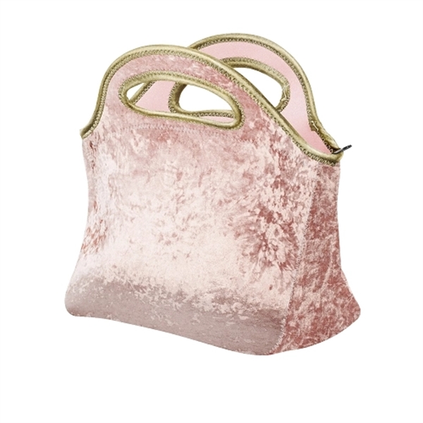 Velvet neoprene lunch bag with zippered closure, customizable colored stitching and... from ASI 74710 Numo / NUMO
