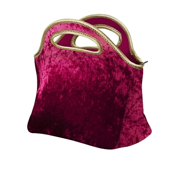 Velvet neoprene lunch bag with zippered closure, customizable colored stitching and... from ASI 74710 Numo / NUMO