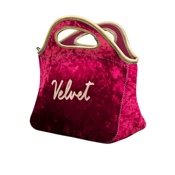 Velvet neoprene lunch tote with dual handles, zipper closure, colored stitching... from ASI 74710 Numo / NUMO