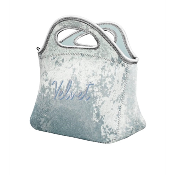 Velvet neoprene lunch tote with dual handles, zipper closure, colored stitching... from ASI 74710 Numo / NUMO