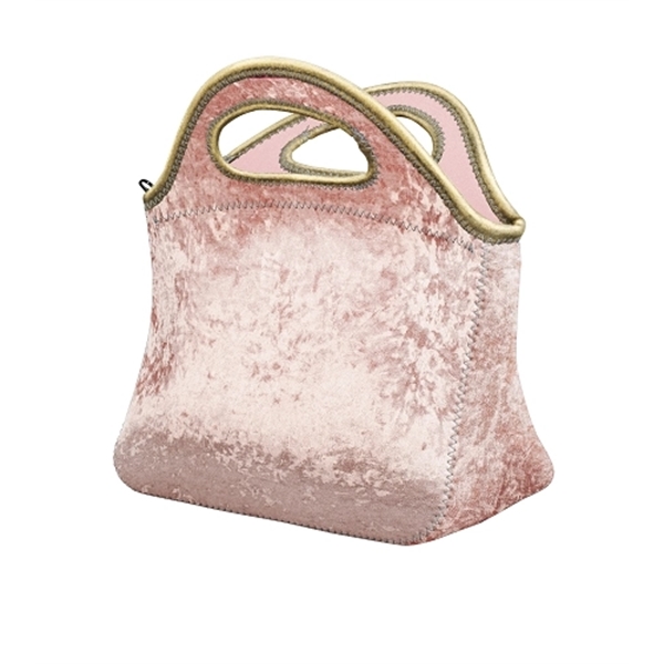 Velvet neoprene lunch tote with dual handles, zipper closure, colored stitching... from ASI 74710 Numo / NUMO