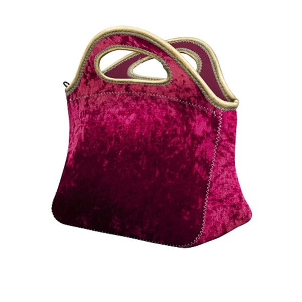 Velvet neoprene lunch tote with dual handles, zipper closure, colored stitching... from ASI 74710 Numo / NUMO