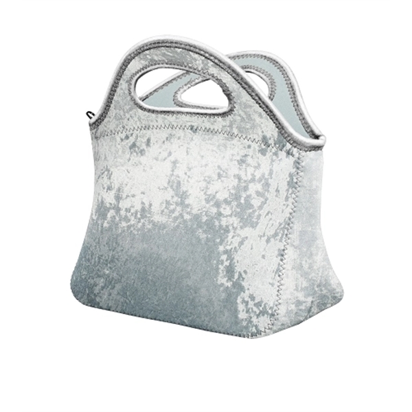 Velvet neoprene lunch tote with dual handles, zipper closure, colored stitching... from ASI 74710 Numo / NUMO