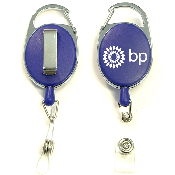 Oval shape retractable badge holder with clip... from ASI 74585 Nu Promo International / Nu Promo Line