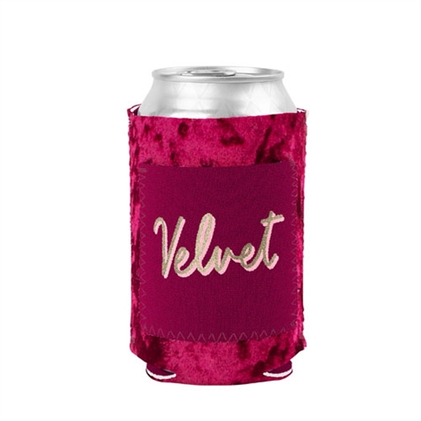 Velvet neoprene can cooler with customizable colored stitching and front pocket.... from ASI 74710 Numo / NUMO