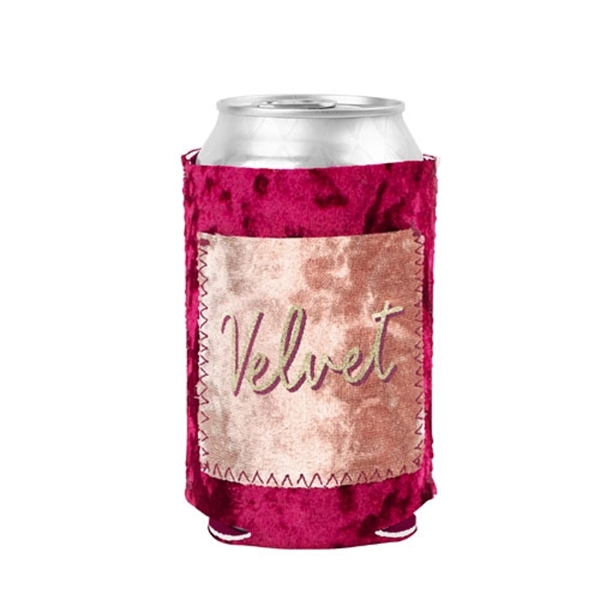 Velvet neoprene can cooler with customizable colored stitching and front pocket.... from ASI 74710 Numo / NUMO
