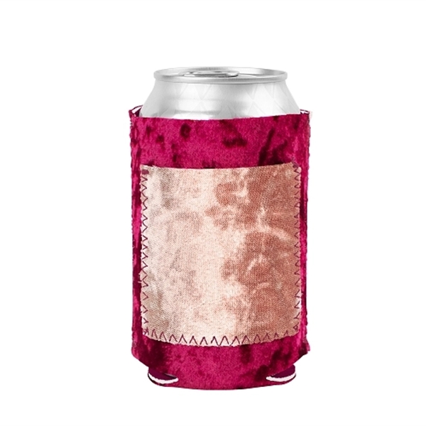 Velvet neoprene can cooler with customizable colored stitching and front pocket.... from ASI 74710 Numo / NUMO
