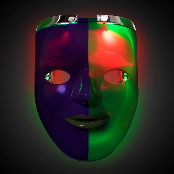 Double Mardi Gras face mask with LED lights.... from ASI 42016 Brighter Promotions Inc