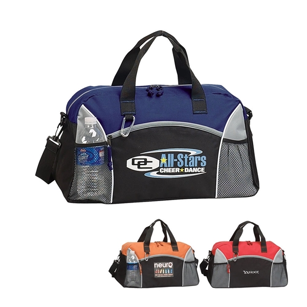 Polyester modern duffel bag is lightweight and compact with spacious interior.... from ASI 79384 Preferred Nation Inc / Preferred Nation