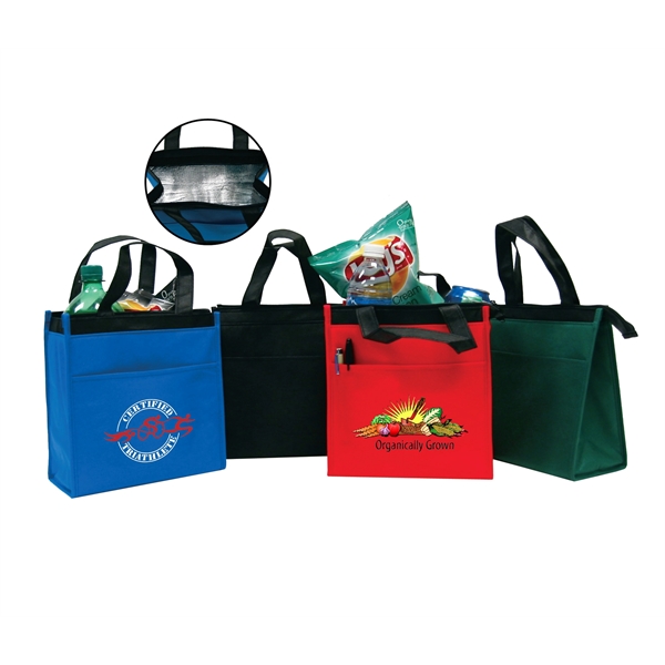 9" x 9.5" insulated tote bag with foil layer lining, open... from ASI 30442 Above & Beyond Advertising Products / PromoAdLine