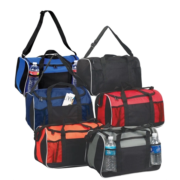 10" x 5" sports duffel bag with two front mesh pockets,... from ASI 30442 Above & Beyond Advertising Products / PromoAdLine