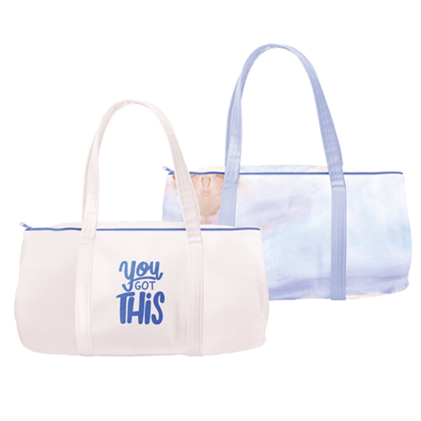 Barrel body duffel bag with zipper closure made of vegan leather... from ASI 74710 Numo