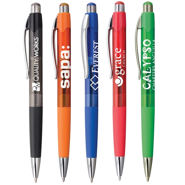 Plunger-action ballpoint pen with super-strong metal clip, translucent body, black ink,... from ASI 61966 HPG / Hub Pen