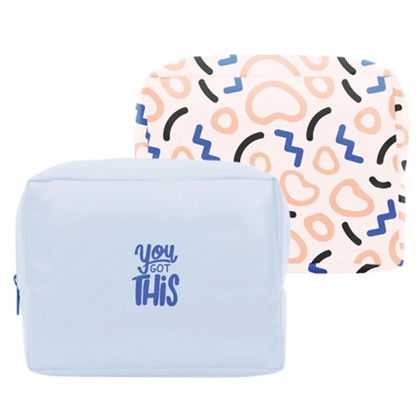 Rectangle shaped, gusseted vegan leather pouch with a zippered closure.... from ASI 74710 Numo