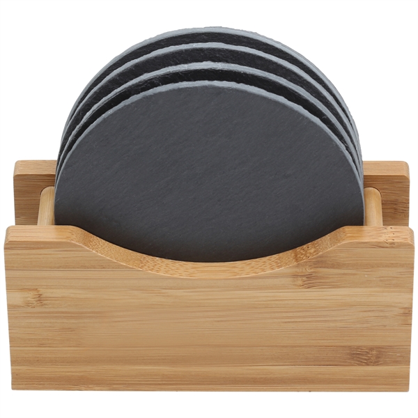 Bamboo + Slate Coasters (Round)... from ASI 46755 Cosmo Promos
