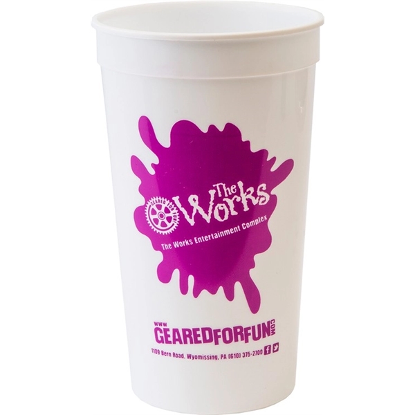 Durable 32 oz. smooth wall plastic stadium cup, ideal for events... from ASI 67075 Leprechaun Promotions, LLC / Leprechaun Promotions