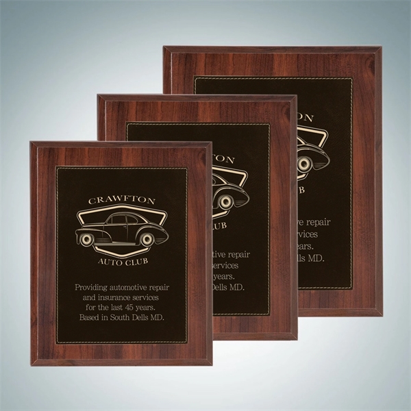 High gloss Cherrywood plaque with a black/gold leather plate and available... from ASI 47791 Best Deal Awards