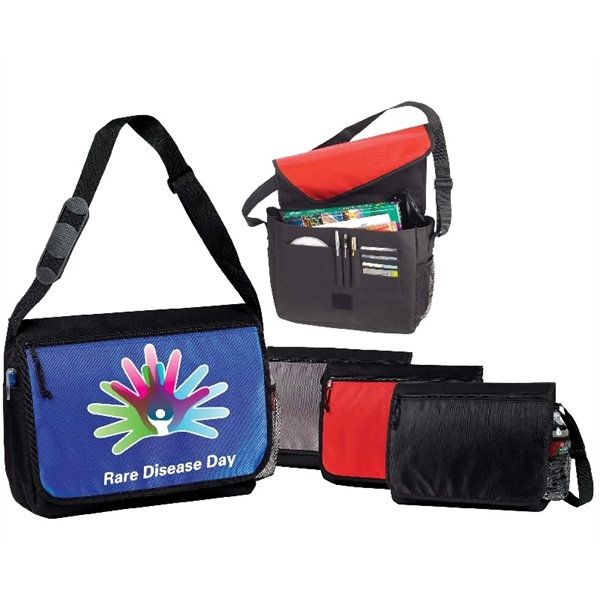 15" x 12" computer messenger bag with laptop pocket, multiple pockets... from ASI 30442 Above & Beyond Advertising Products / PromoAdLine