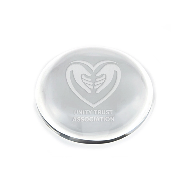 1" x 3.5" oval shaped, glass paperweight with customization.... from ASI 71920 Moderne Glass Company Inc / Glass America®